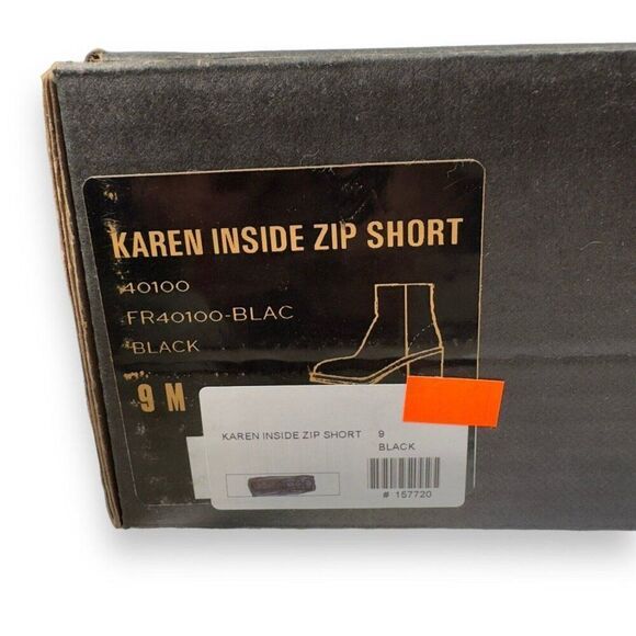 Frye Karen Inside Zip Short Heeled Leather Boots Distressed Black Women's 9M - Picture 12 of 12